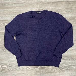 Britches Mens Sweater Tight Knit Pullover V-Neck Purple Size Extra Large